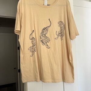 Beige T-Shirt with Tiger Print